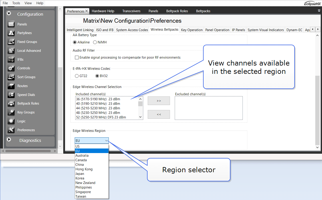Wireless regulatory regions