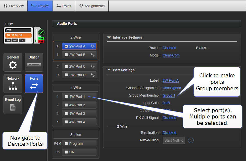 Make a port a Group member