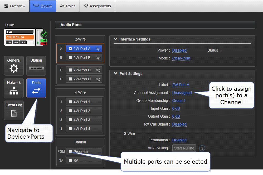 re assign ports