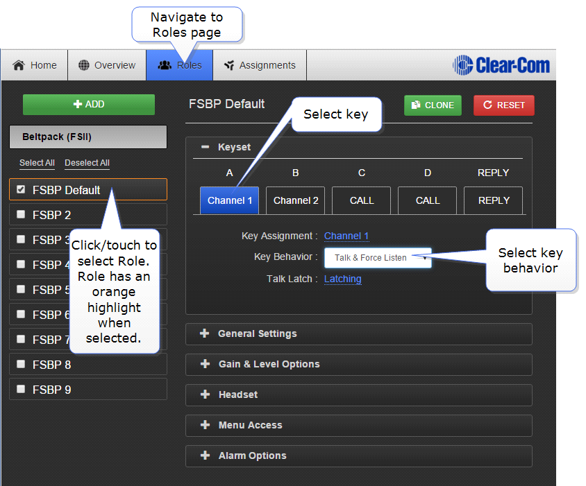 Set key behavior in CCM