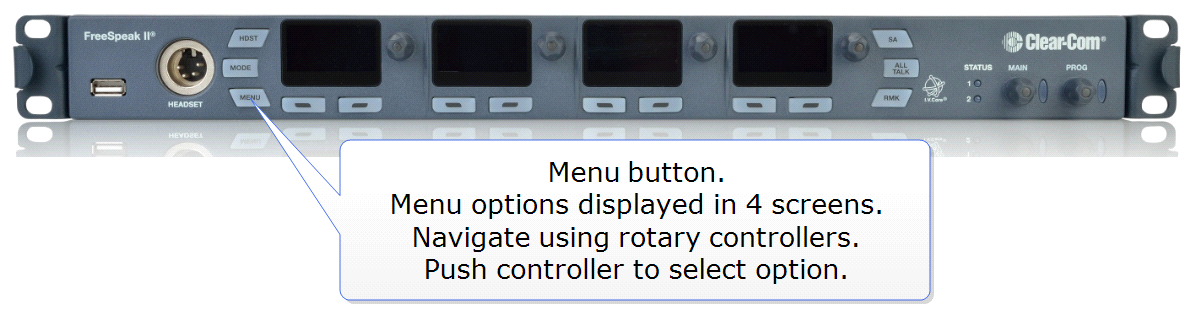 Base Station control menus