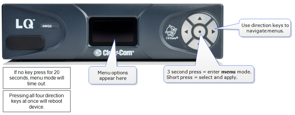 Access device menus