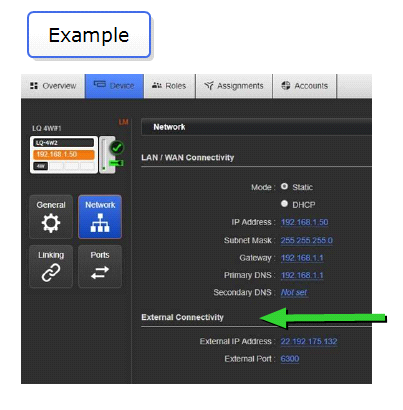 External network configuration