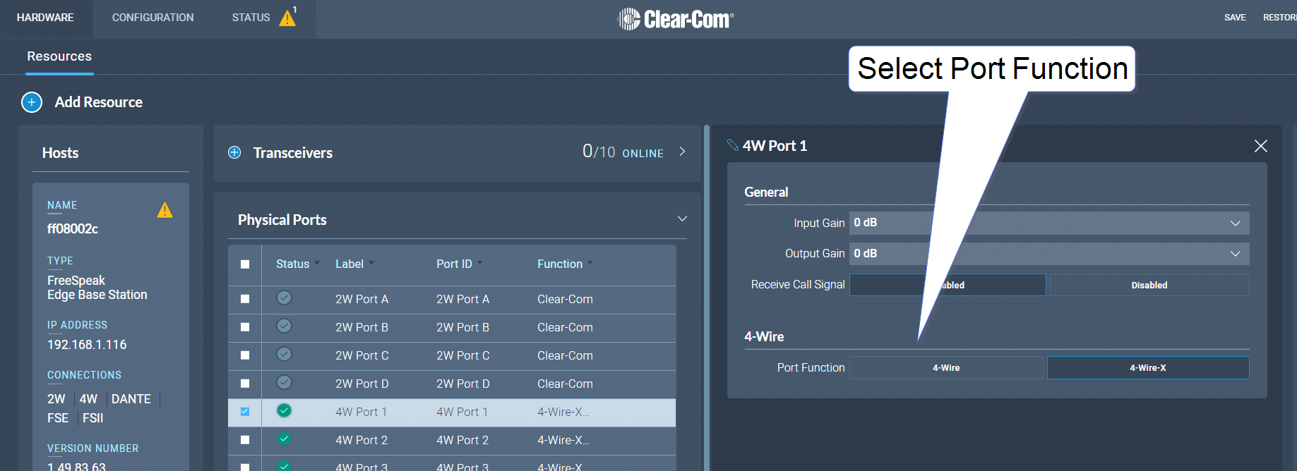 Select Port Function